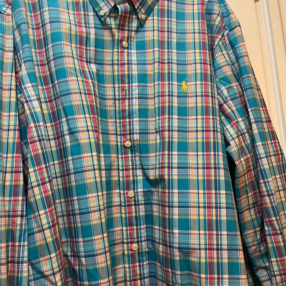 Ralph Lauren Teal Plaid Long-Sleeve Button-Down Shirt